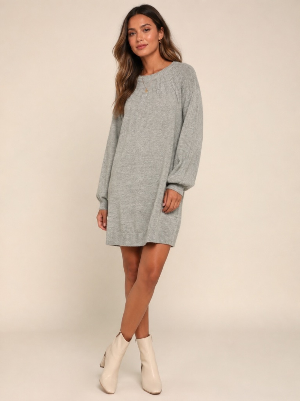 NWT Lulus Gray Long Sleeve Sweater Dress - size Small